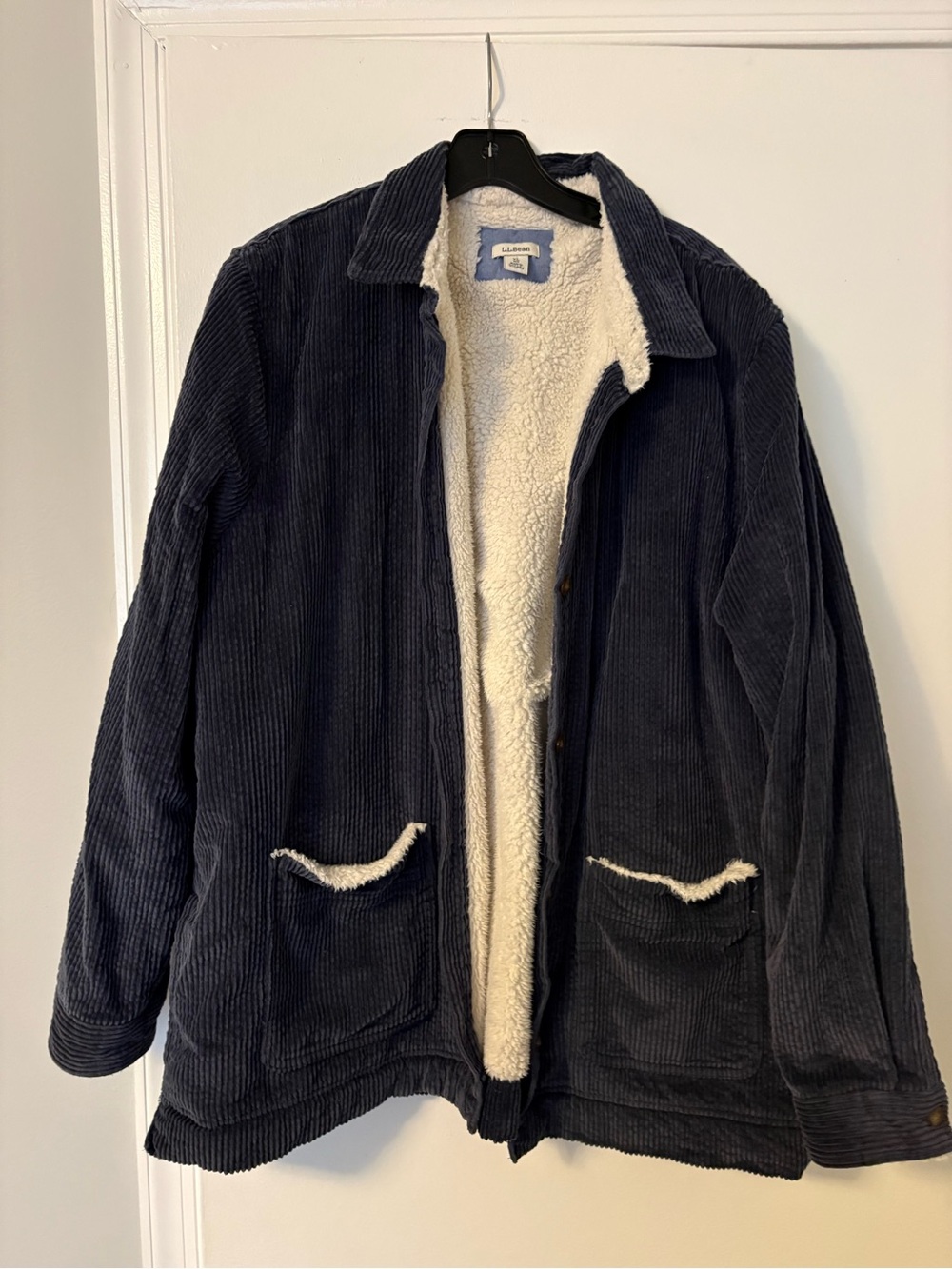 L.L. Bean Navy Corduroy Sherpa Jacket